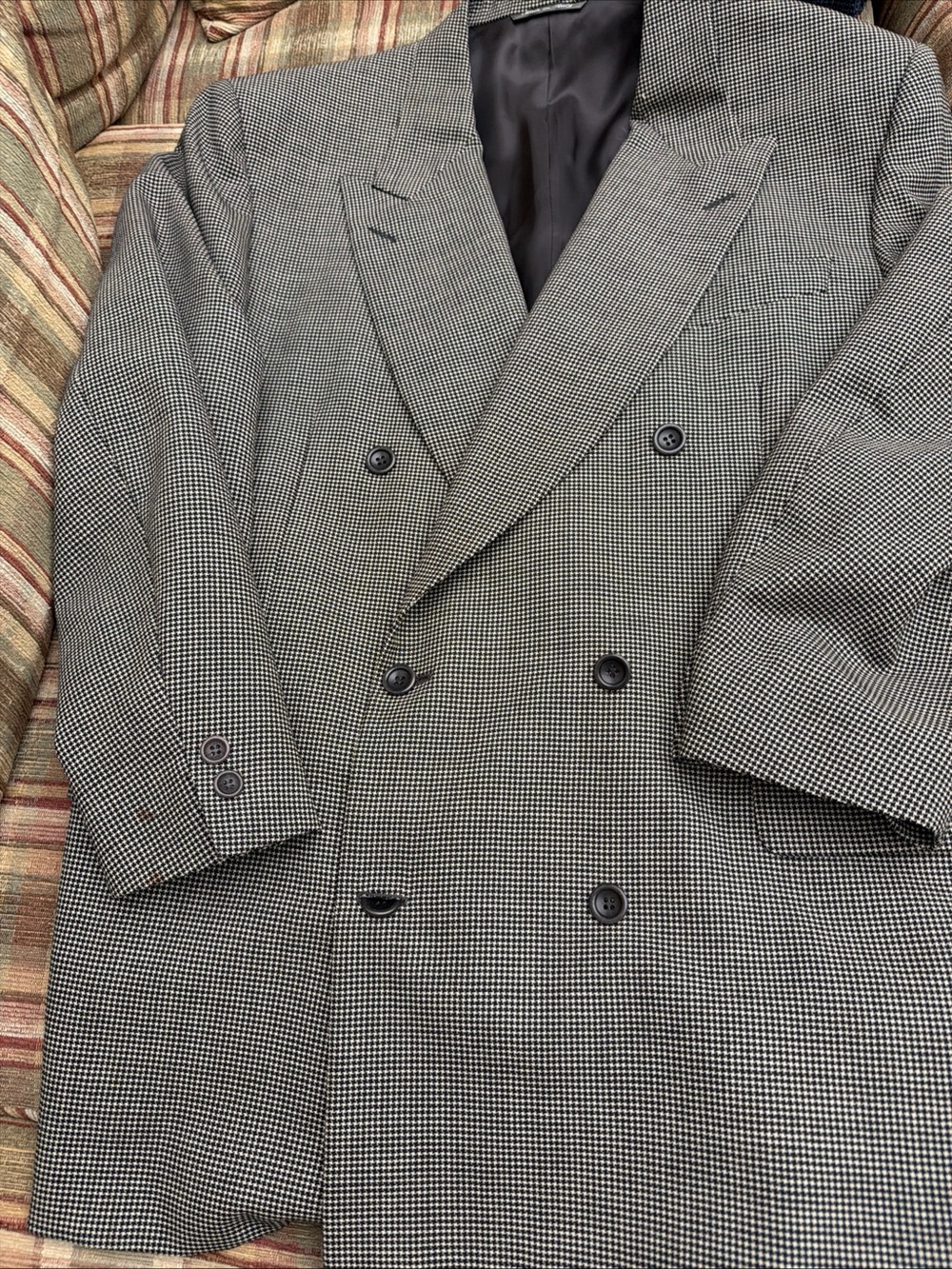 Canali Double-Breasted Houndstooth Blazer - Black & White